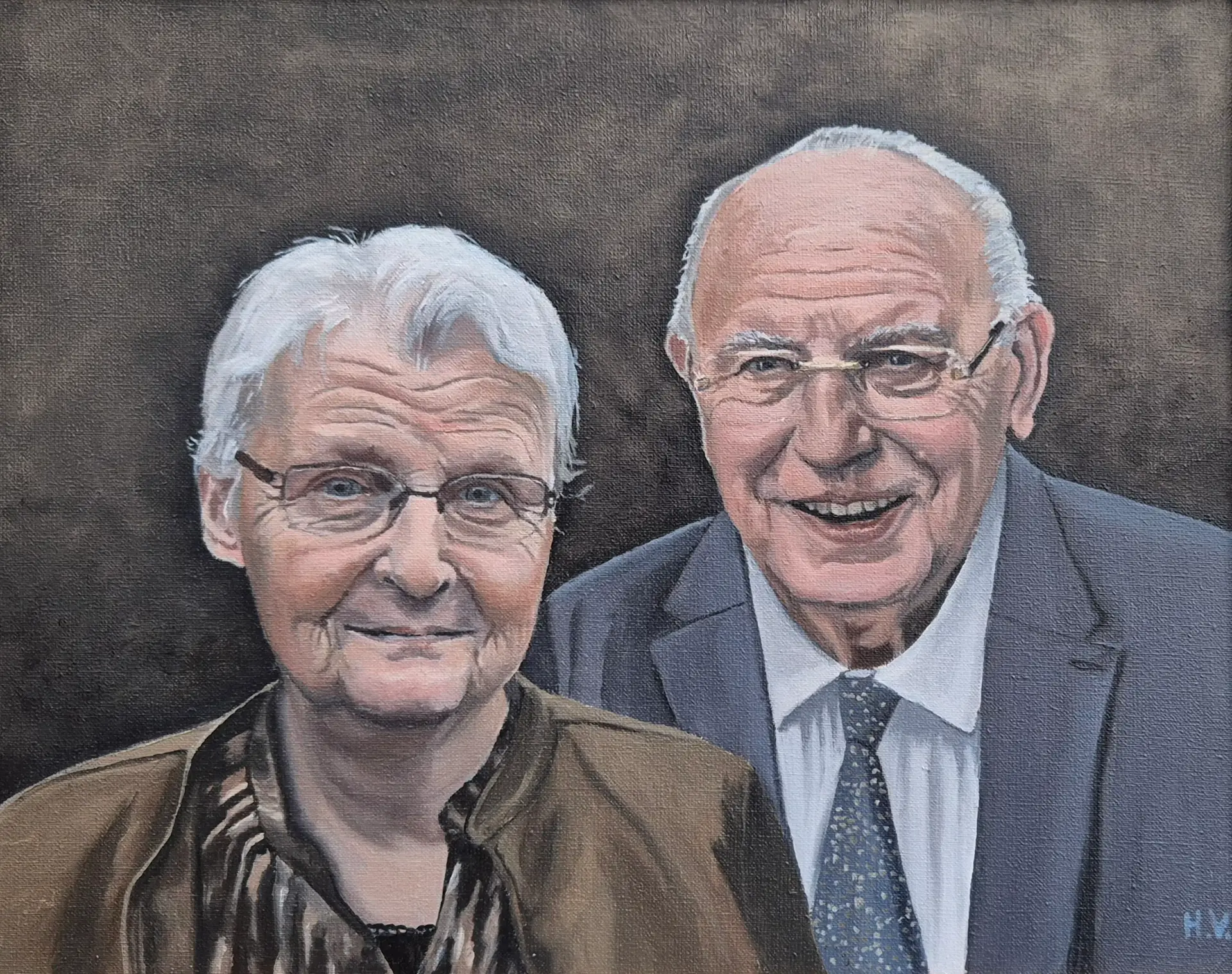 Schilderij van opa en oma